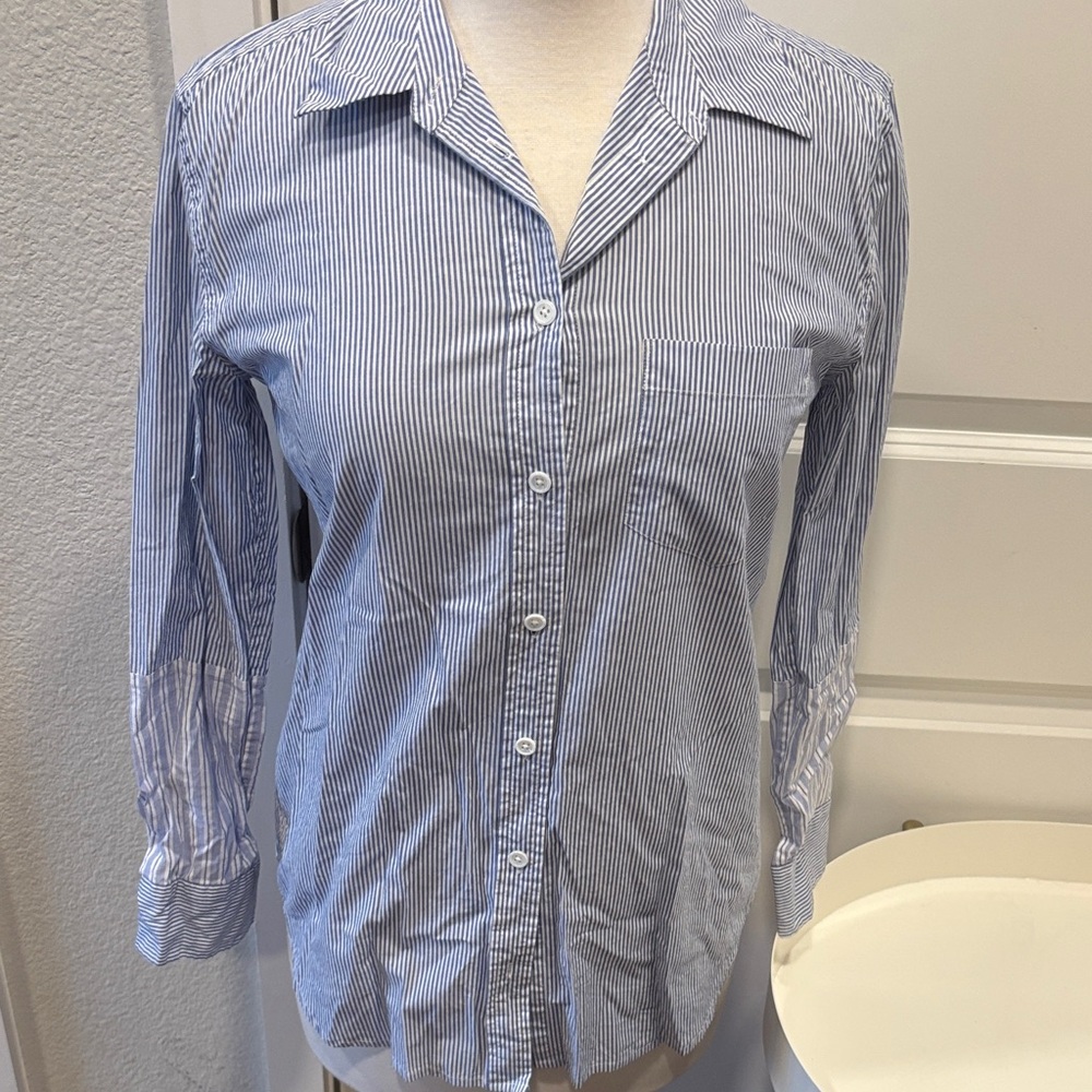 Equipment Femme Blue and White Striped Top